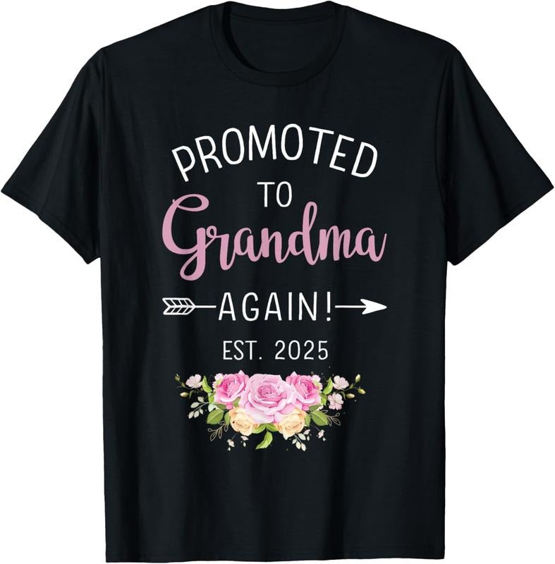 100% Cotton Promoted Grandma Again Est. 2025 Flowers T-Shirts, Hoodie, Sweatshirt
