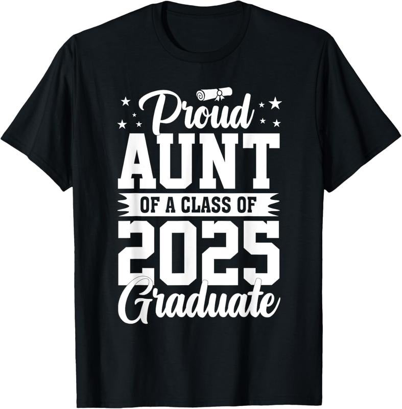 100% Cotton Proud Aunt Of A Class Of 2025 Graduate Senior Graduation T-Shirt Hoodie, Sweatshirt | PrintMintTees.com