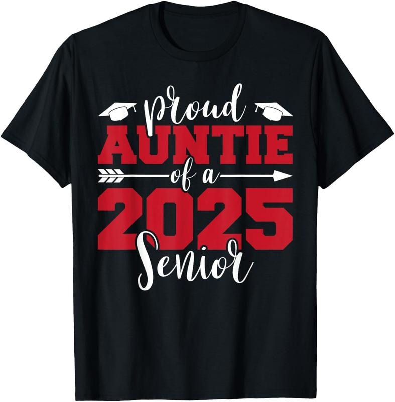 100% Cotton Proud Auntie Of A 2025 Senior Graduate Family Graduation T-Shirt Hoodie, Sweatshirt | PrintMintTees.com