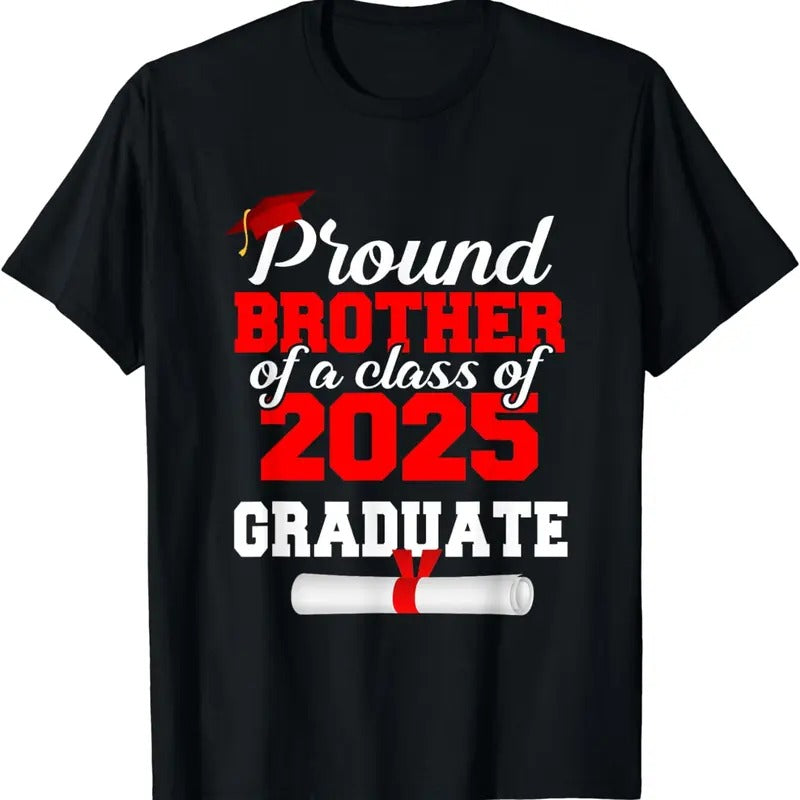 [100% Cotton]Proud Brother Of A 2025 Graduate Senior Graduation Grad T-Shirt Hoodie Sweatshirt | PrintMintTees.com