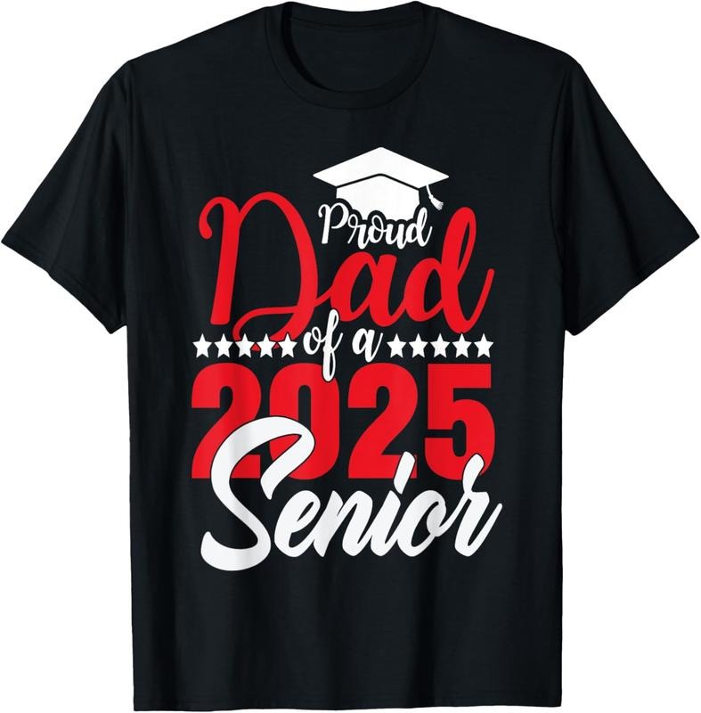 100% Cotton Proud Dad Of A 2025 Senior Dad Class Of 2025 Graduation T-Shirt Hoodie, Sweatshirt | PrintMintTees.com