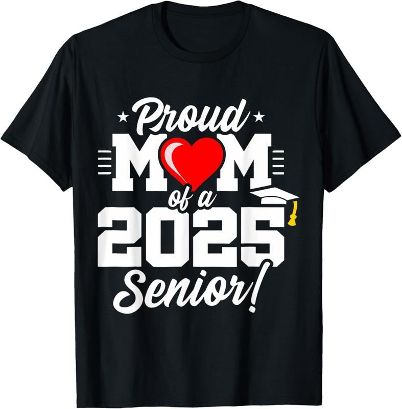 100% Cotton Proud Mom Senior 2025 Cute Heart Class Of 2025 Graduate T-Shirt Hoodie Sweatshirt | PrintMintTees.com