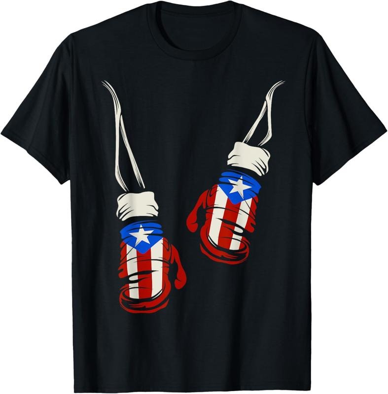 100% Cotton Puerto Rican | Puerto Rico Boxing Gloves Flag T Shirt T-Shirt Hoodie, Sweatshirt | PrintMintTees.com