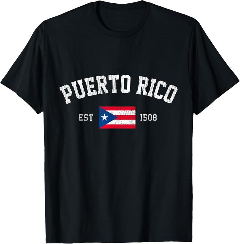 100% Cotton Puerto Rico Est. 1508 Puerto Rican Flag Independence Day T-Shirt Hoodie Sweatshirt | PrintMintTees.com