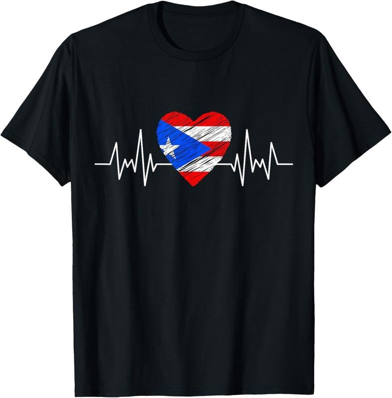 100% Cotton Puerto Rico Flag Heartbeat Pride Grunge Puerto Rican Flag T-Shirt Hoodie, Sweatshirt | PrintMintTees.com
