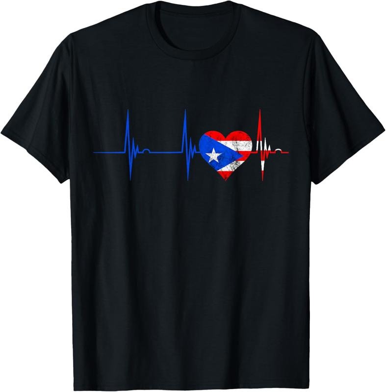 100% Cotton Puerto Rico Heart Puerto Rican Heartbeat ECG Pulse Boricua T-Shirts, Hoodie, Sweatshirt
