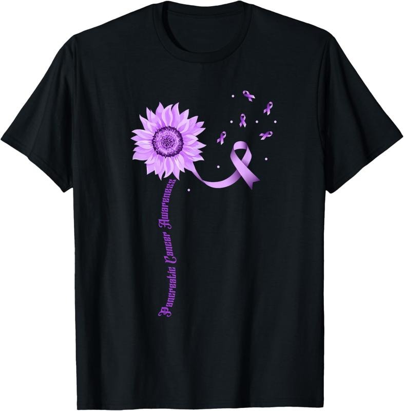 100% Cotton Purple Ribbon Pancreatic Cancer Awareness T-Shirt Hoodie Sweatshirt | PrintMintTees.com