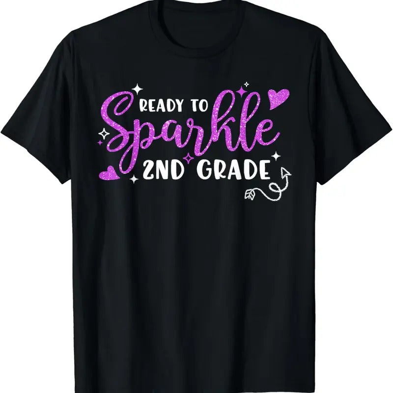 [100% Cotton]Ready To Sparkle 2nd Grade Back To School Student Girls T-Shirt Hoodie Sweatshirt | PrintMintTees.com