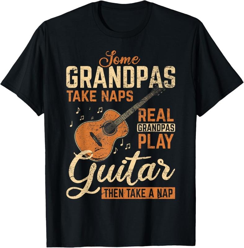 100% Cotton Real Grandpas Play Guitar Then Take Nap Funny Guitarist T-Shirt Hoodie Sweatshirt | PrintMintTees.com