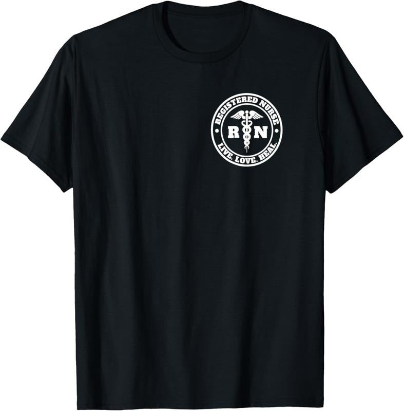 100% Cotton Registered Nurse Live Love Heal Pocket Logo RN T-Shirt Hoodie Sweatshirt | PrintMintTees.com