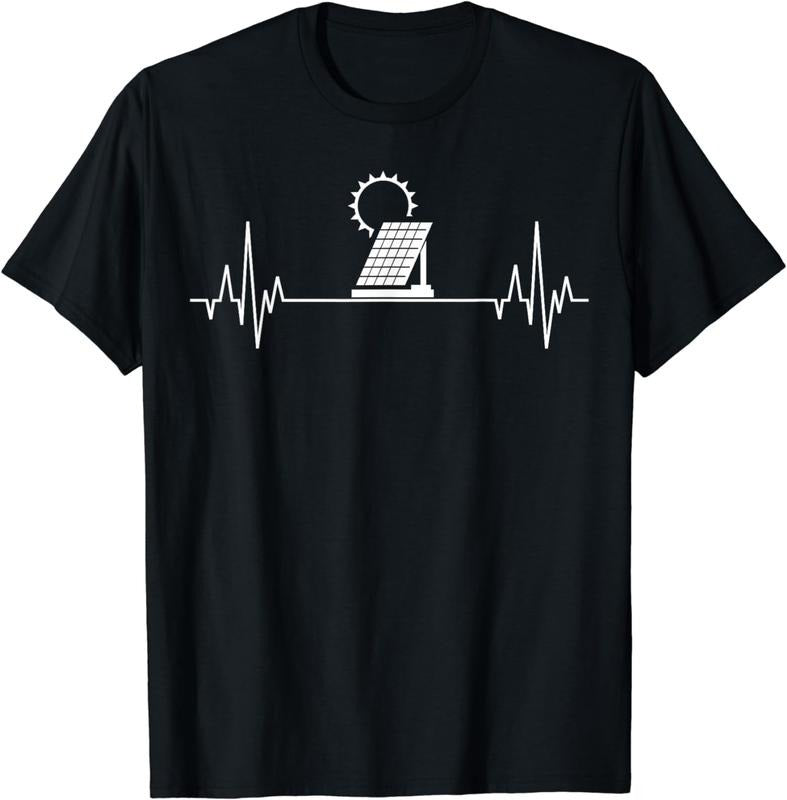 [100% Cotton]Renewable Energy Green Photovoltaic Solar Power Heartbeat T-Shirt Hoodie Sweatshirt | PrintMintTees.com