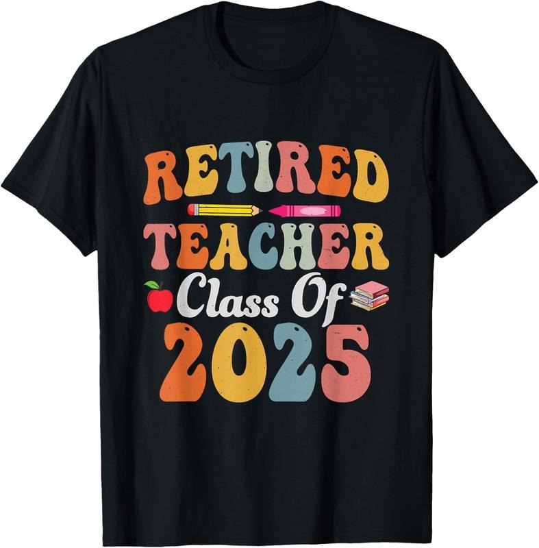 100% Cotton Retired Teacher Class 2025 Retro Groovy Teacher T-Shirts, Hoodie, Sweatshirt