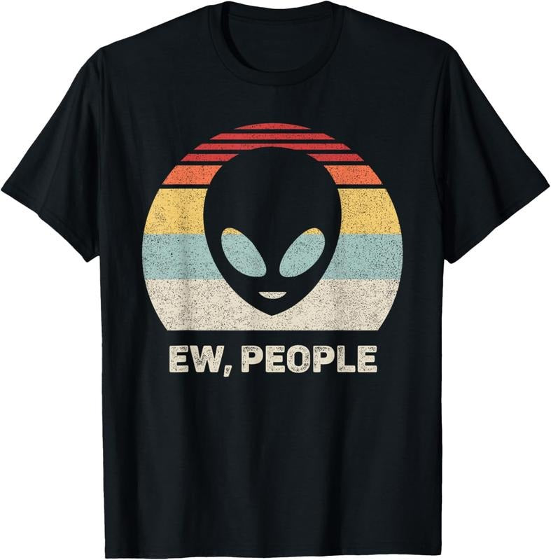 100% Cotton Retro Ew, People Shirt With Alien Vintage Funny Alien T-Shirt Hoodie Sweatshirt | PrintMintTees.com