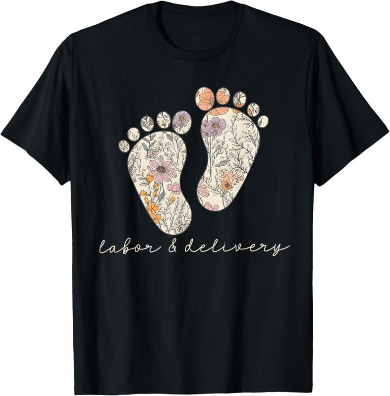 100% Cotton Retro Floral Nursing Labor Delivery Nurse L&D Nurse T-Shirts, Hoodie, Sweatshirt