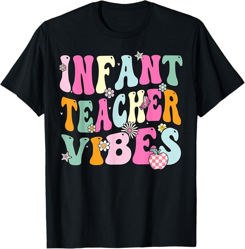 100% Cotton Retro Infant Teacher Vibes Women Daycare Teacher T-Shirt Hoodie, Sweatshirt | PrintMintTees.com