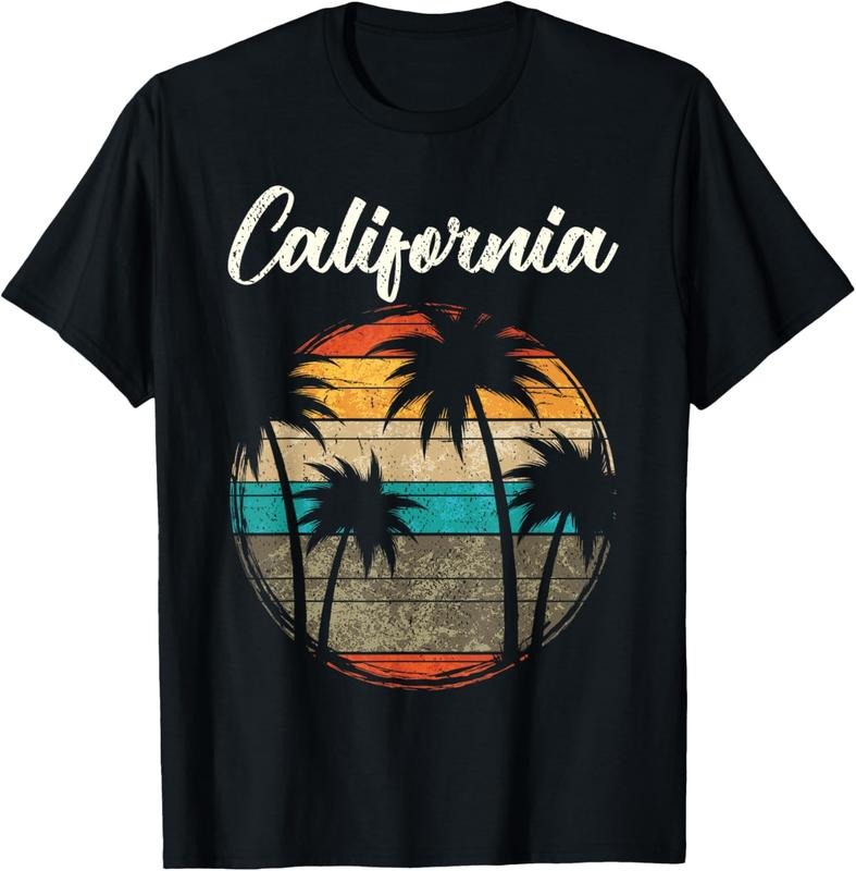 100% Cotton Retro Palm Trees California T-Shirt Hoodie Sweatshirt | PrintMintTees.com