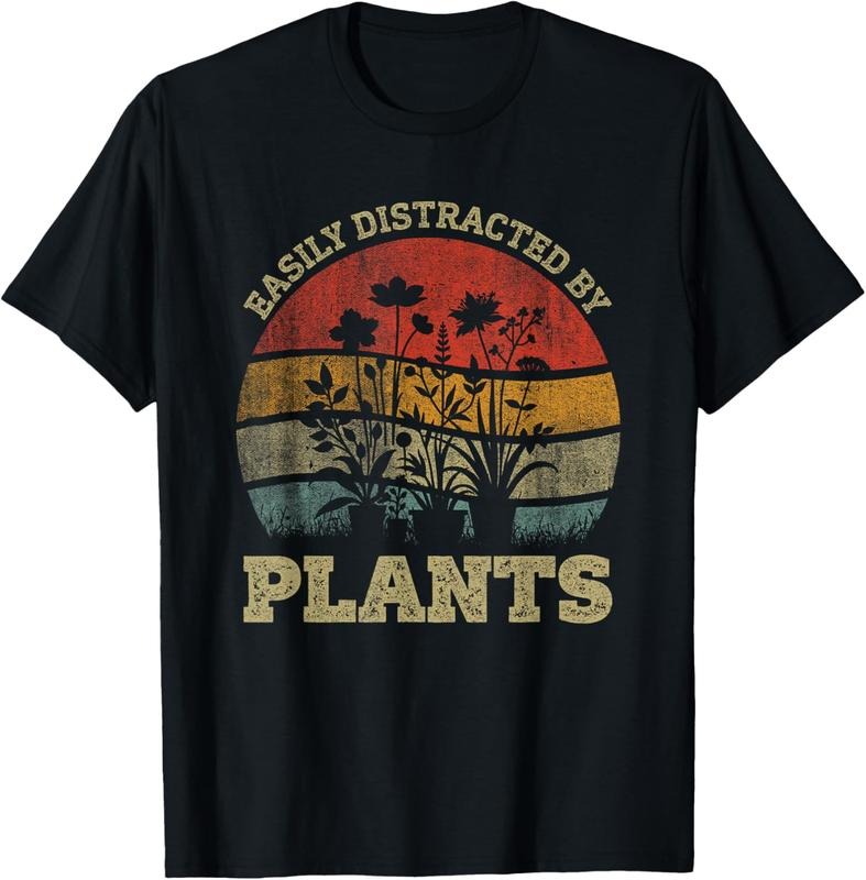 100% Cotton Retro Vintage Easily Distracted By Plants For Plants Lover T-Shirt Hoodie Sweatshirt | PrintMintTees.com