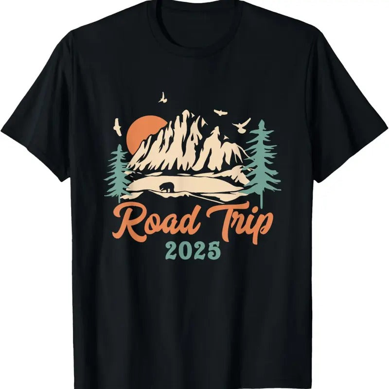 100% Cotton Road Trip 2025 Vacation Girls Trip Adventure Gift For Family T-Shirt Hoodie Sweatshirt | PrintMintTees.com