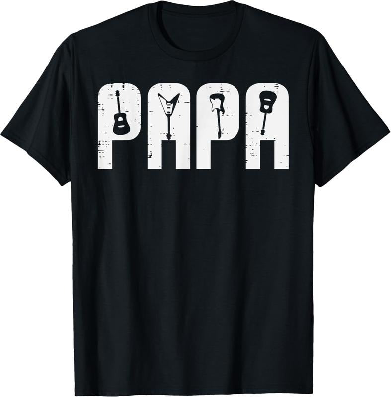 100% Cotton Rocker Papa Guitars Electric Acoustic Bass Dad Daddy Men T-Shirt Hoodie Sweatshirt | PrintMintTees.com