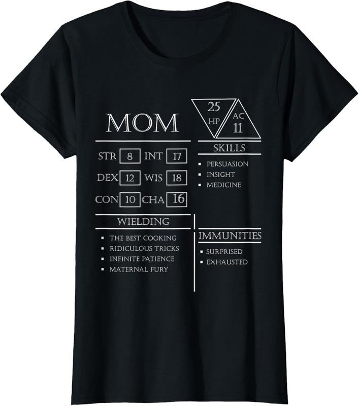 100% Cotton Roleplaying Dice Gamer Dragon Mom Stat Skills Wielding T-Shirt Hoodie Sweatshirt | PrintMintTees.com