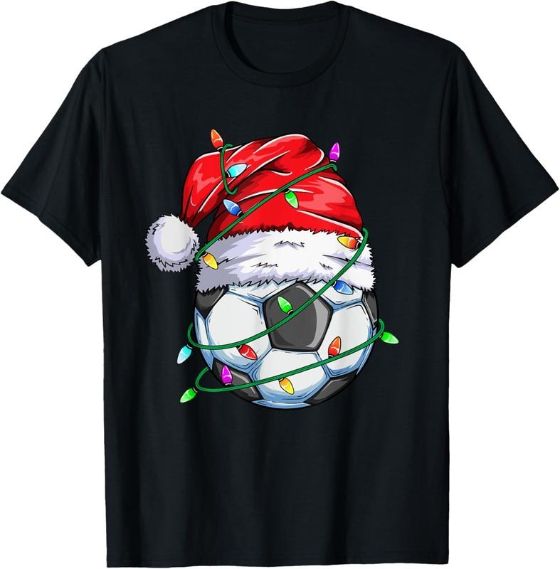 100% Cotton Santa Soccer Ball Sports Design- Christmas Soccer Player T-Shirt Hoodie Sweatshirt | PrintMintTees.com