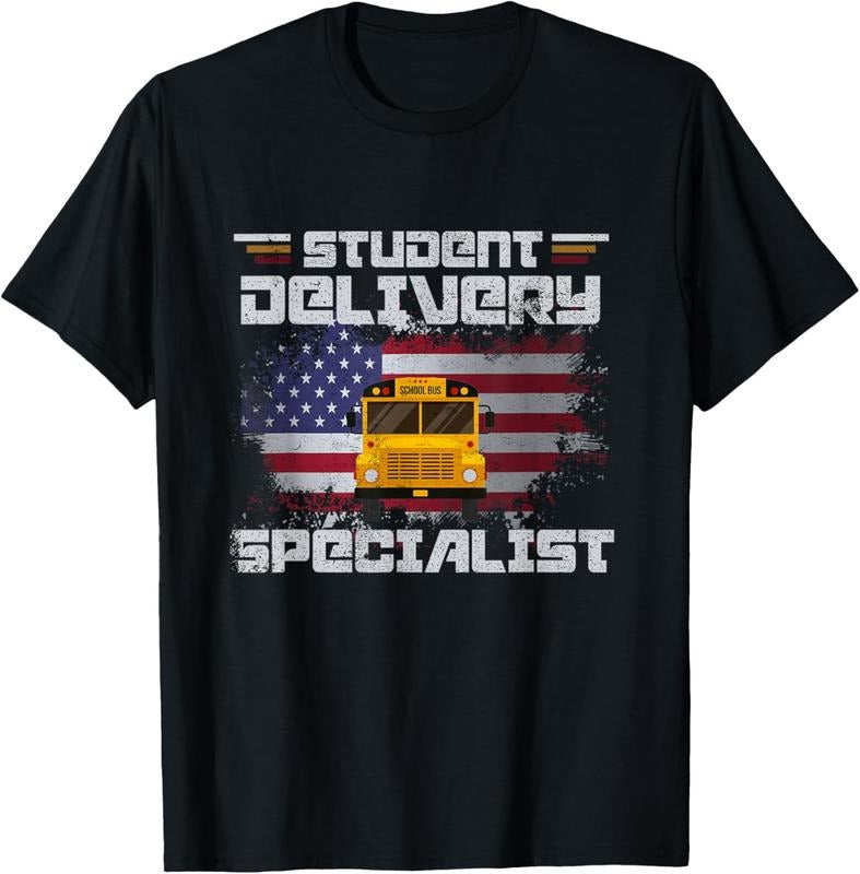 100% Cotton School Bus Driver's American Flag Pride | School Bus Driver T-Shirt Hoodie Sweatshirt | PrintMintTees.com