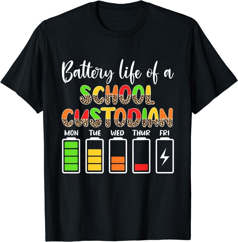 [100% Cotton]School Custodian Battery Life School Janitor T-Shirt Hoodie Sweatshirt | PrintMintTees.com