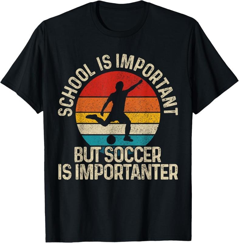 100% Cotton School Is Important But Soccer Is Importanter Funny Gift T-Shirt Hoodie, Sweatshirt | PrintMintTees.com