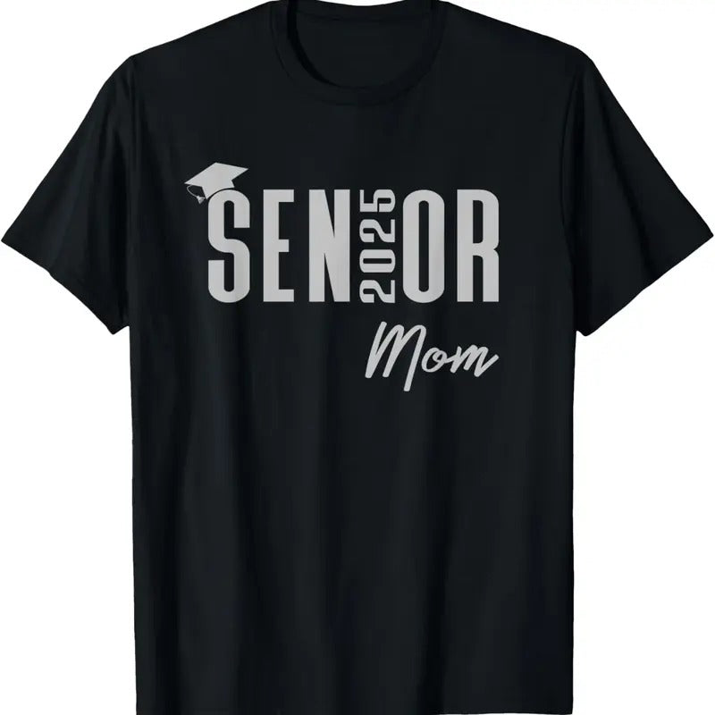 100% Cotton Senior 2025 Silver Graduation Cap Class 2025 Mom T-Shirts, Hoodie, Sweatshirt