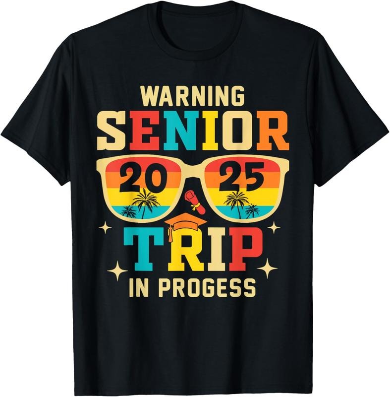 100% Cotton Senior Trip 2025 Warning In Progress Graduation Vacation T-Shirt Hoodie Sweatshirt | PrintMintTees.com