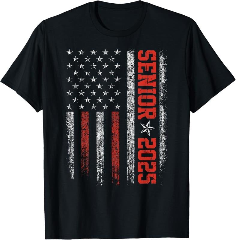 100% Cotton Senior Year 2025 American Flag USA Graduation Class Of 2025 T-Shirt Hoodie Sweatshirt | PrintMintTees.com