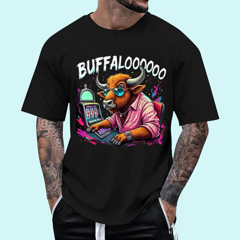[100% Cotton Shirt] Buffalo Slot Machine Funny Casino Art Casino Lovers Costume T-Shirts, Hoodie, Sweatshirt