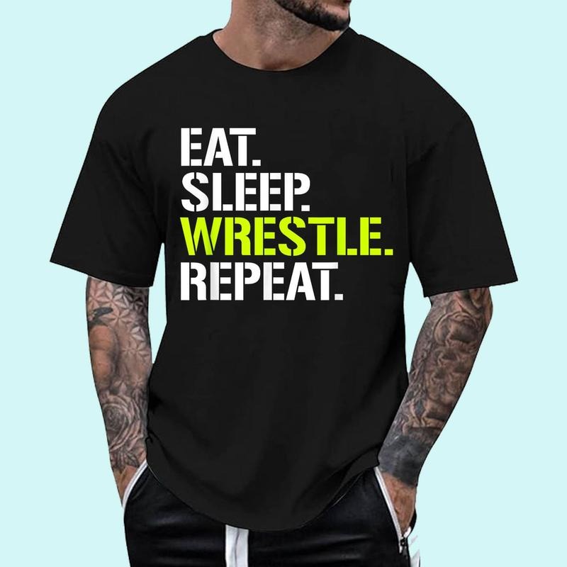 [100% Cotton Shirt] Eat Sleep Wrestle Repeat - Cool Wrestling Unisex T-Shirt Hoodie, Sweatshirt | PrintMintTees.com
