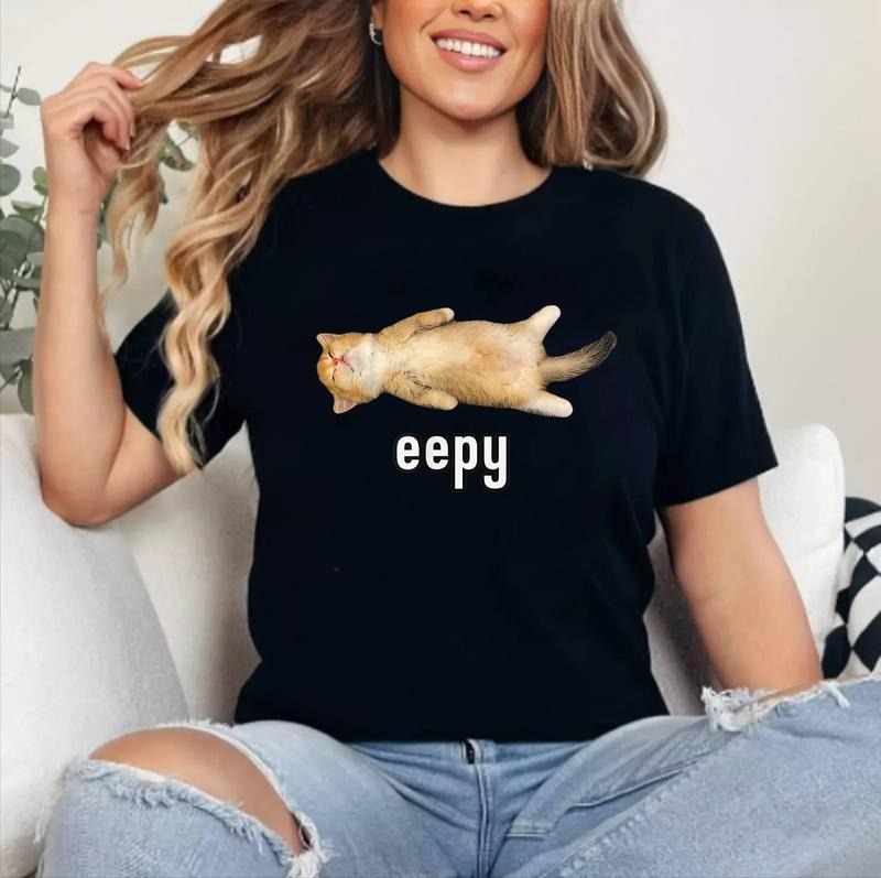 [100% Cotton Shirt] Eepy Cat Silly Sleepy Cat Meme T-Shirts, Hoodie, Sweatshirt
