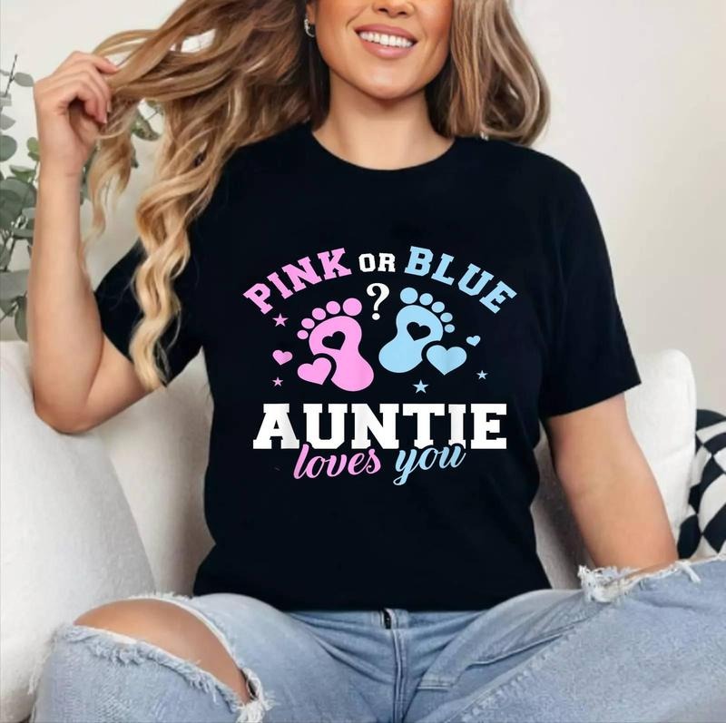 [100% Cotton Shirt] Gender reveal auntie aunt Unisex T-Shirt Hoodie Sweatshirt | PrintMintTees.com