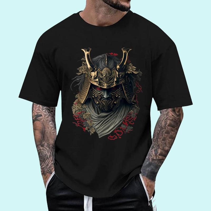 [100% Cotton Shirt] Samurai Helmet Warrior Bushido Oni Mask Japanese Culture Unisex T-Shirt Hoodie Sweatshirt