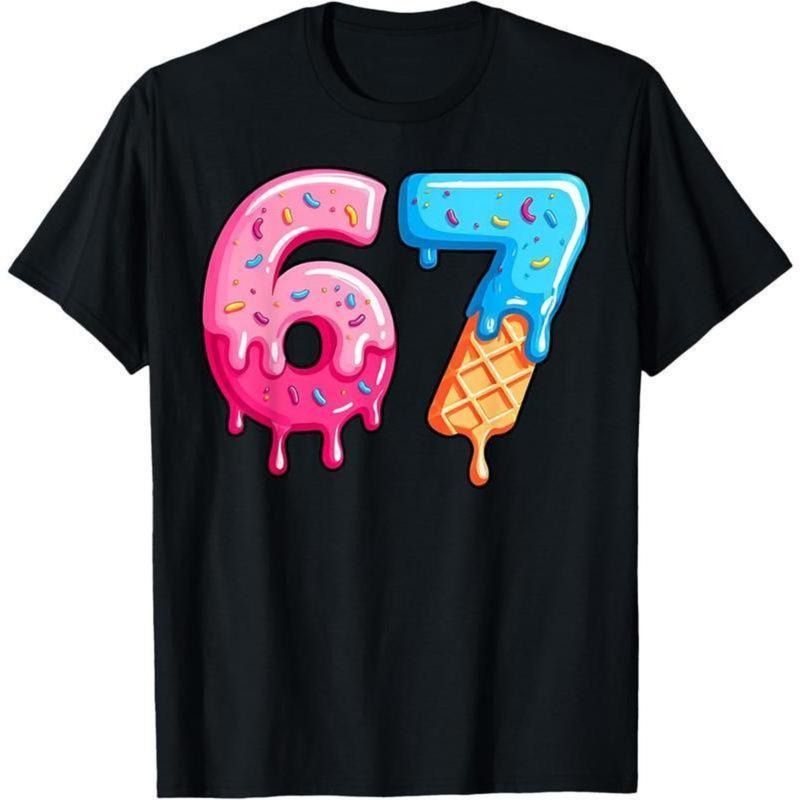 100% Cotton Six Seven Ice Cream Drip Cool Meme 67 Funny Number T-Shirt Hoodie Sweatshirt | PrintMintTees.com