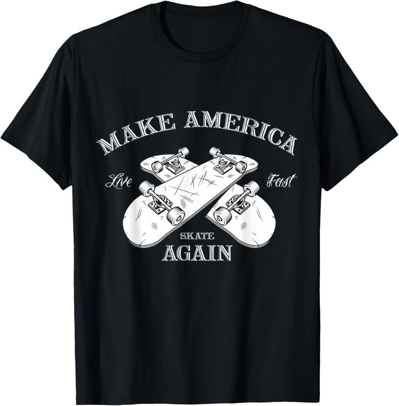 100% Cotton Skateboard Skateboarding Make America Skate Again T-Shirt Hoodie Sweatshirt | PrintMintTees.com