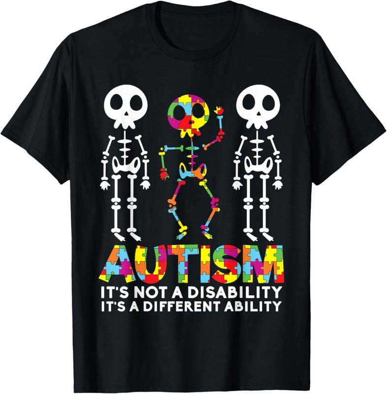 100% Cotton Skull Dance Autism Awareness Mom Dad Autism T-Shirts, Hoodie, Sweatshirt