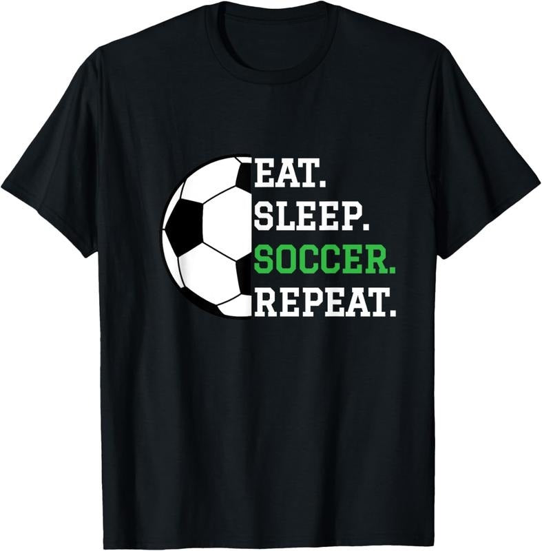100% Cotton Soccer Player Soccer Lover Eat Sleep Soccer Repeat T-Shirt Hoodie Sweatshirt | PrintMintTees.com