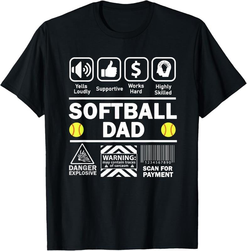 100% Cotton Softball Dad Funny Contents Sports Father T-Shirts, Hoodie, Sweatshirt