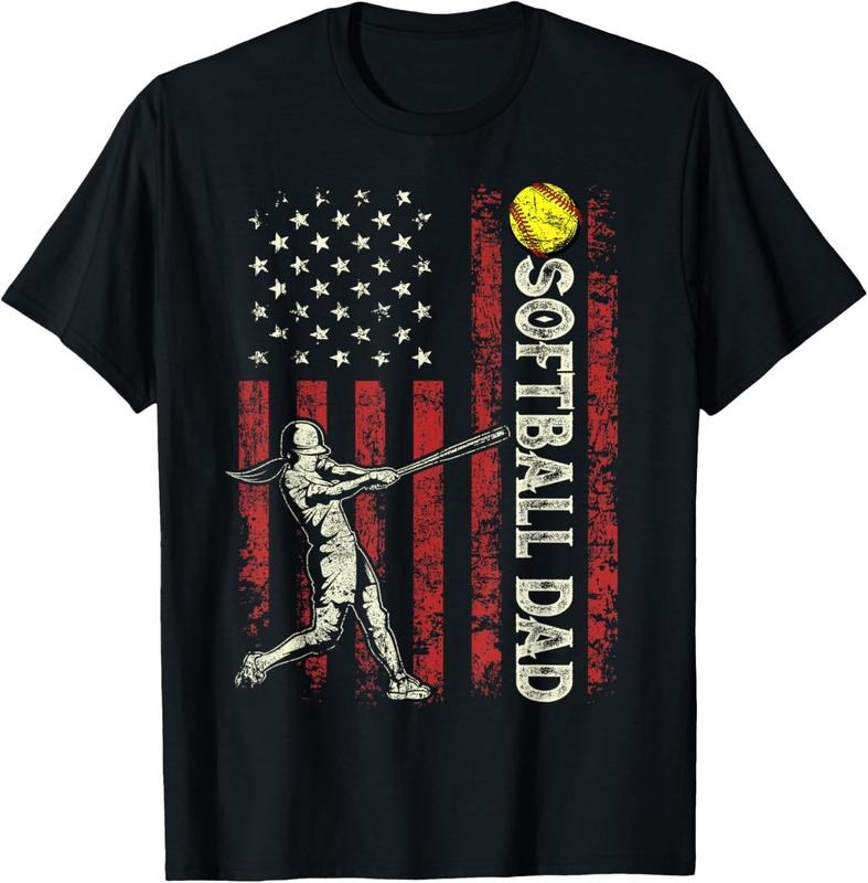 100% Cotton Softball Dad US Flag Gifts For Dad Men Patriotic Fathers Day T-Shirt Hoodie, Sweatshirt | PrintMintTees.com