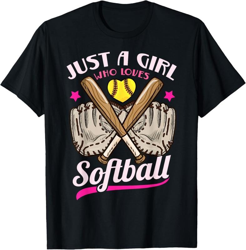 100% Cotton Softball Just a Girl Who Loves Softball Softball Player T-Shirt Hoodie Sweatshirt | PrintMintTees.com