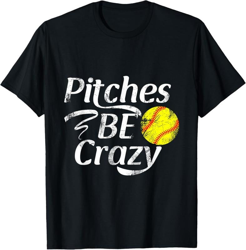 100% Cotton Softball Player Pitches Be Crazy Funny Softball Pitcher T-Shirt Hoodie, Sweatshirt | PrintMintTees.com
