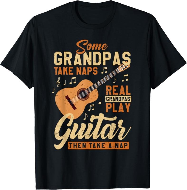 100% Cotton Some Grandpas Take Naps Real Grandpas Play Guitar Father Day T-Shirt Hoodie Sweatshirt | PrintMintTees.com