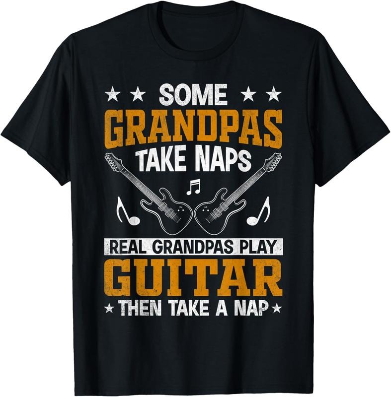 100% Cotton Some Grandpas Take Naps Real Grandpas Play Guitar Then Take T-Shirt Hoodie Sweatshirt | PrintMintTees.com