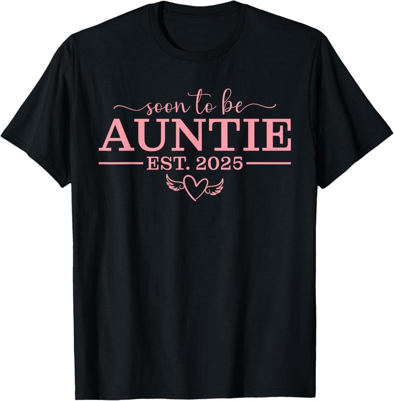 100% Cotton Soon To Be Aunt 2025 First Time Auntie T-Shirt Hoodie Sweatshirt | PrintMintTees.com