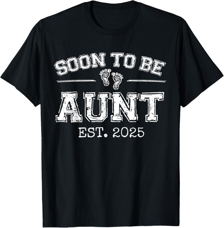 100% Cotton Soon To Be Aunt Est 2025 Promoted To Aunt Gift 1St Time Aunt T-Shirt Hoodie, Sweatshirt | PrintMintTees.com