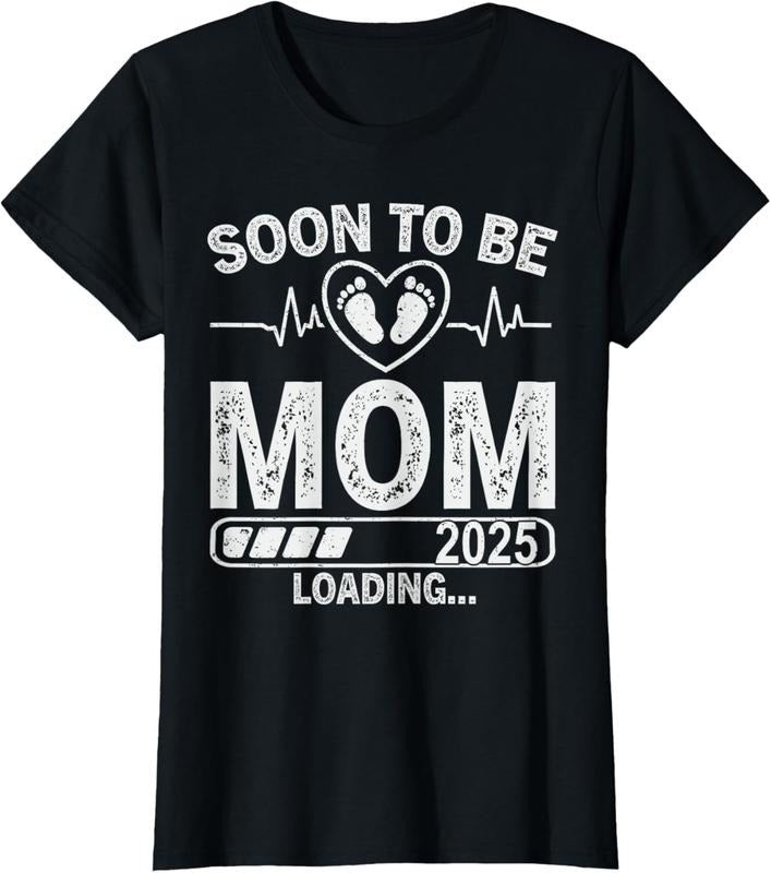 100% Cotton Soon Be Mom 2025 Loading Funny Pregnancy Announcement T-Shirts, Hoodie, Sweatshirt