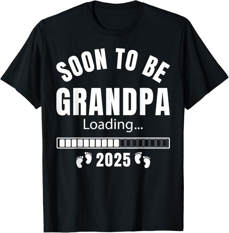100% Cotton Soon to be Grandpa 2025 Loading Promoted to Grandpa 2025 T-Shirt Hoodie Sweatshirt | PrintMintTees.com